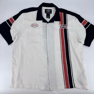 Harley Davidson Vintage 90s Garage Embroidered Biker Racing Button Down Shirt